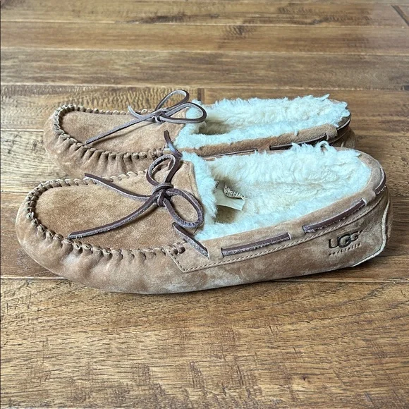 UGG Chestnut Suede Moccasin Slippers - Picture 6 of 11